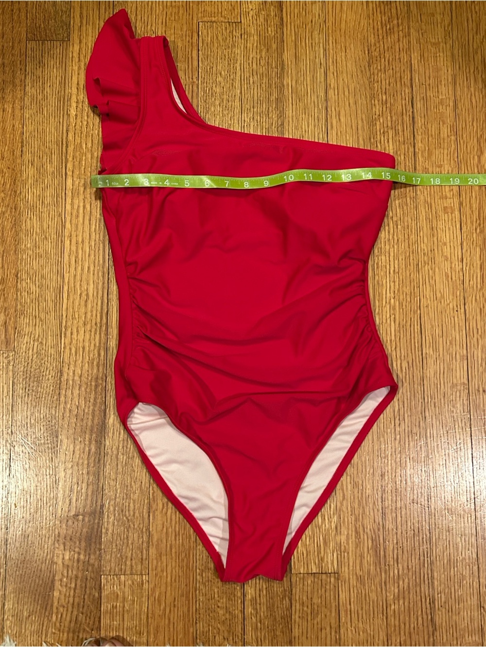 Cupshe Vibrant Red One-Shoulder Ruffle Swimsuit Size Medium - Picture 4 of 10